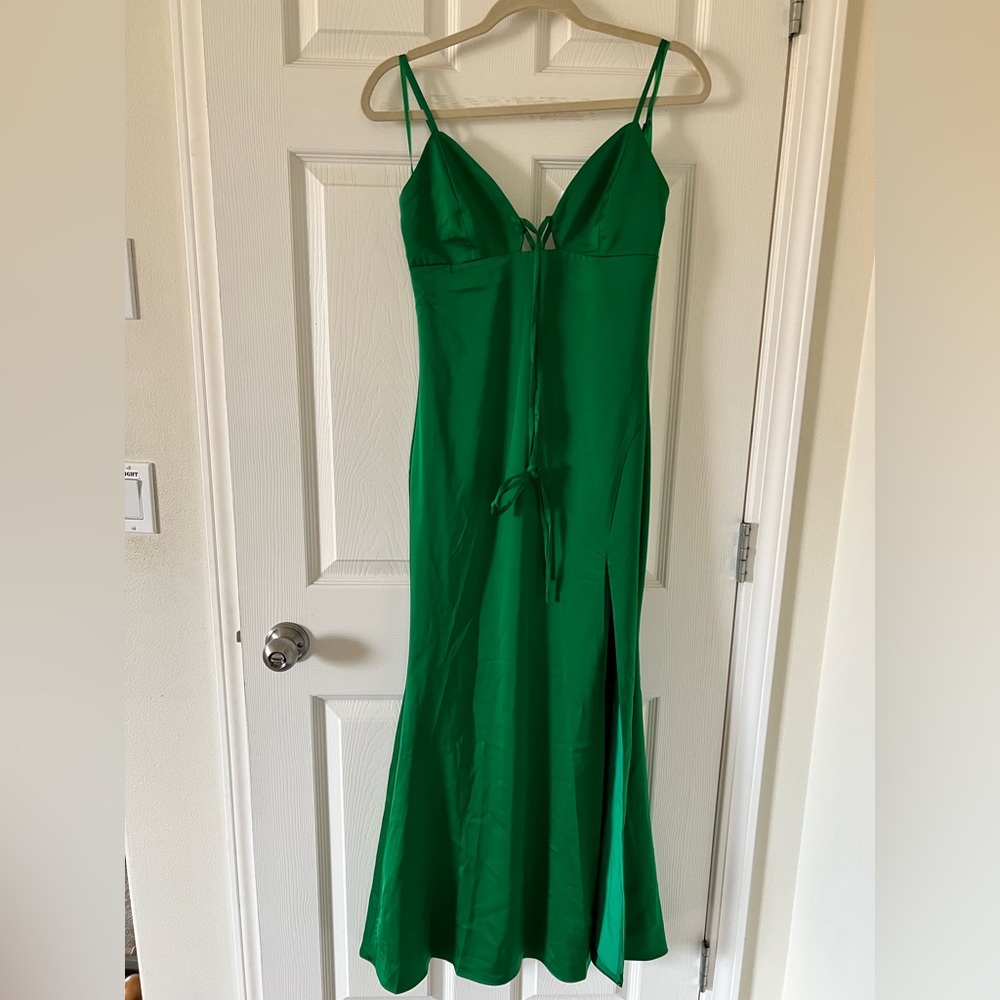 Elegant Green Satin Dress